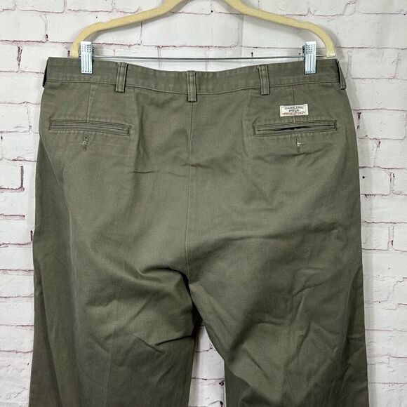 Polo Ralph Lauren Pants Mens 38x34 Andrew Classic Chino Pleated Cotton Green - Picture 6 of 11